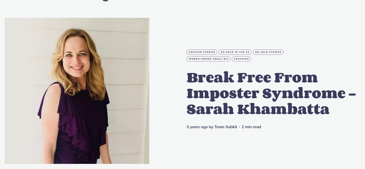 Sarah Khambatta on overcoming imposter syndrome for women leaders – feature on Collabs.io